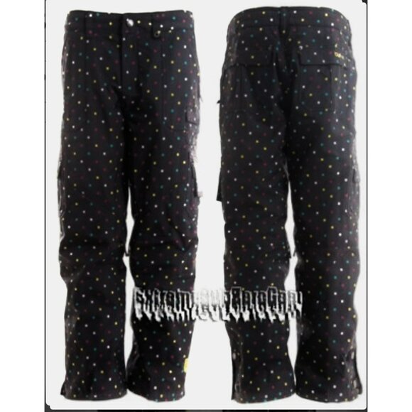 Burton Womens Snowboard Pants Size S Tall Black Multicolor Dot Pattern Waterproo - Picture 1 of 9